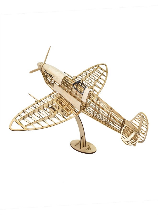 Viloga 3D Wooden Puzzles DIY Spitfire Fighter Model Aircraft 1:25, Laser Cut Balsa Wood Model Airplane Kits to Build for Adults, Wooden Models Airplane Jigsaw Puzzles for Home Decoration Birthday Gift - Image 2